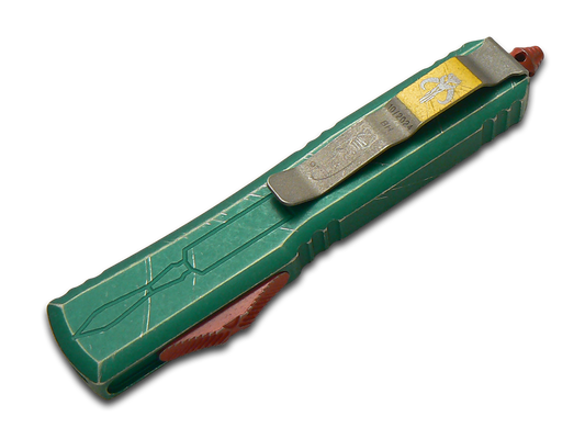 Microtech Knives, LLC™ Ultratech S/E OTF 121-11BH Distressed Green Anodized 7075-T6 Aluminum M390MK Stainless Steel Pocket Knife