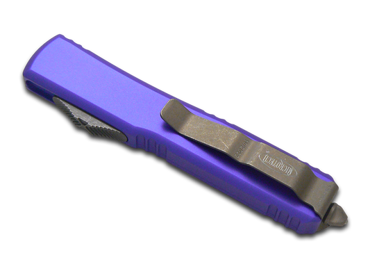 Microtech Knives, LLCโข Ultratech D/E OTF 122-13 APPU Purple Aluminum Bohler M390 Stainless Steel Pocket Knife