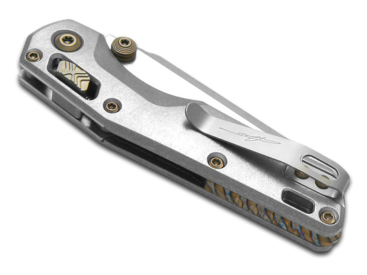 Microtech Knives, LLCโข MSI Mini Crossbar Lock 210M-10MS5 Stonewashed 6AL4V Titanium M390MK Stainless Steel Pocket Knife