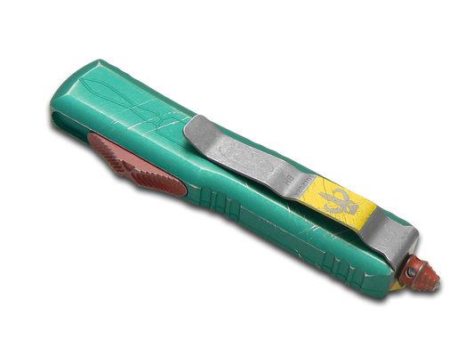 Microtech Knives, LLC™ UTX-85 S/E OTF 233-11BH Distressed Green Anodized 7075-T6 Aluminum M390MK Stainless Steel Pocket Knife