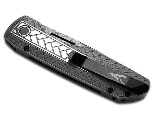 Pro-Tech Knives, LLC™ Synapse Auto SYNAPSE 2 CUST002 17-4 Steel Damascus Steel Pocket Knife