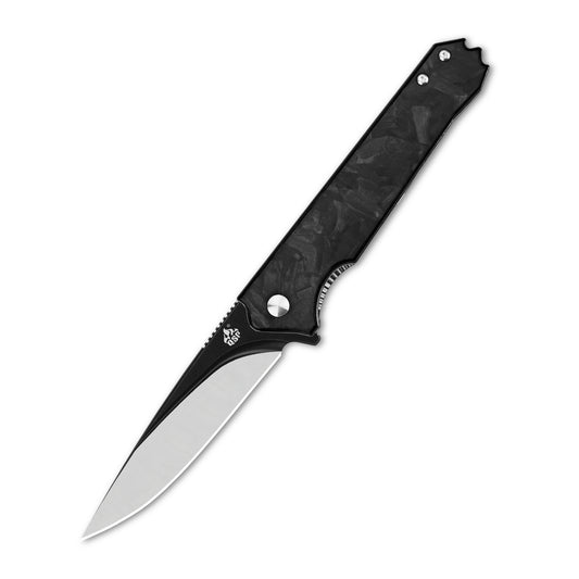 QSP Knives™ Mamba Liner Lock 111-A2 Black Shredded Carbon Fiber VG10 Stainless Steel Pocket Knife