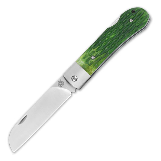 QSP Knives™ Worker Lockback 128-B Green Bone Bohler N690 Stainless Steel Pocket Knife