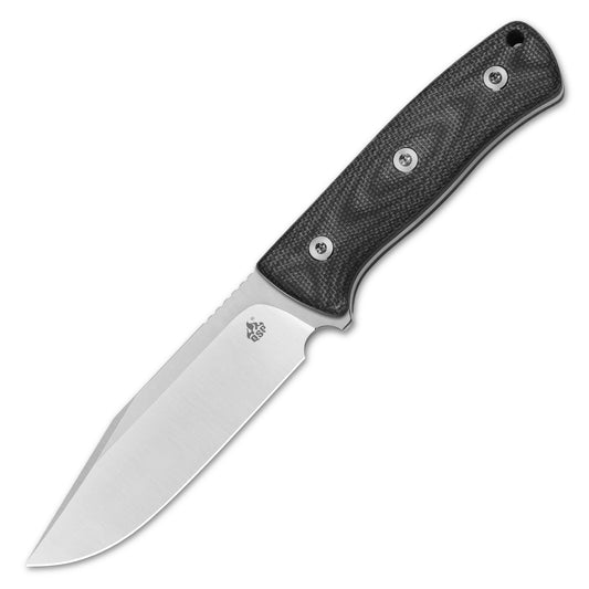 QSP Knives™ Bison Fixed Blade 134-A Black Micarta D2 Semi-Stainless Steel Knife