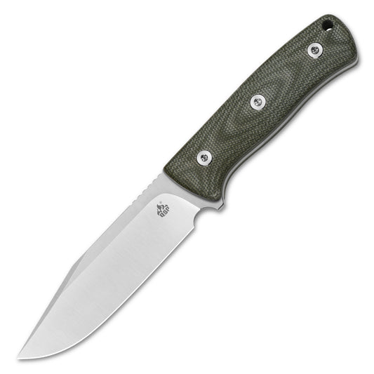 QSP Knives™ Bison Fixed Blade 134-C Green Micarta D2 Semi-Stainless Steel Knife