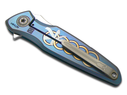Spartan Blades, LLCโข Pandia Frame Lock SF16 WATER SW Blue Anodized 6AL4V Titanium CPM MagnaCut Stainless Steel Pocket Knife