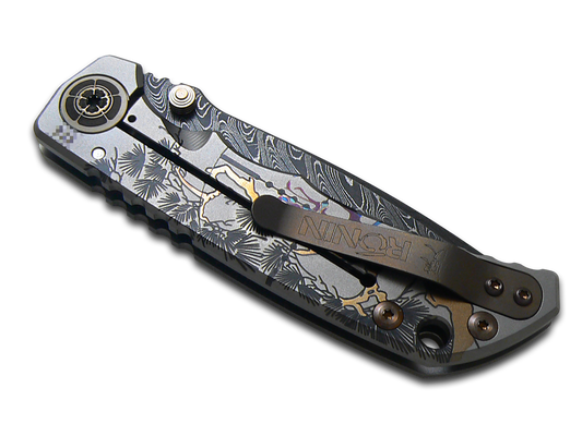 Spartan Blades, LLC™ Harsey Folder Frame Lock SF5-DM-RONIN LONG GUUNNER Polished 6AL4V Titanium Stainless Damascus Steel Pocket Knife