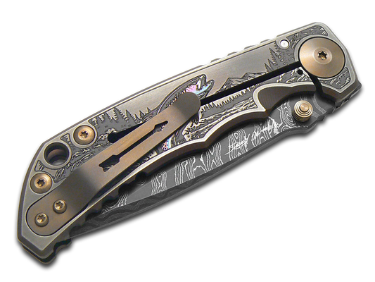 Spartan Blades, LLC™ Harsey Folder Frame Lock SF5DM-BEAR Satin Rub 6AL4V Titanium Stainless Damascus Steel Pocket Knife