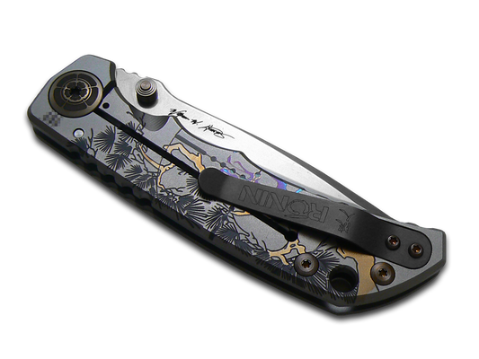 Spartan Blades, LLC™ Harsey Folder Frame Lock SF5RONIN LONG GUUNNER TI GRY Polished 6AL4V Titanium CPM MagnaCut Stainless Steel Pocket Knife
