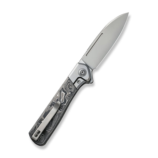 WE Knife Co., Ltd™ Soothsayer Frame Lock WE20050-3 Aluminum Foil Carbon Fiber and Gray 6al4v Titanium CPM 20CV Stainless Steel Pocket Knife