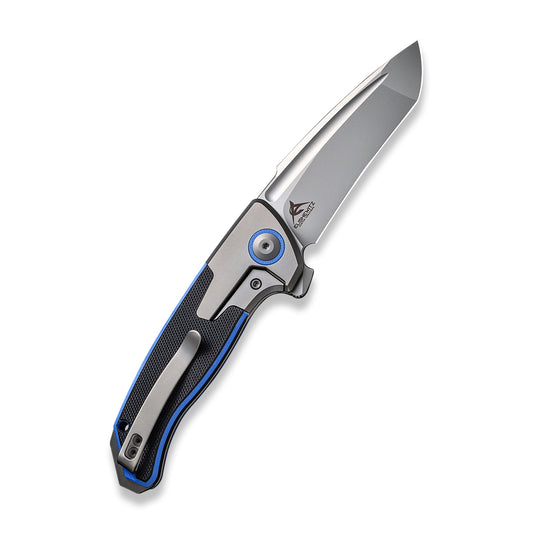 WE Knife Co., Ltd™ Press Check Frame Lock WE20078A-2 Black & Blue G10 and Black 6AL4V Titanium CPM 20CV Stainless Steel Pocket Knife