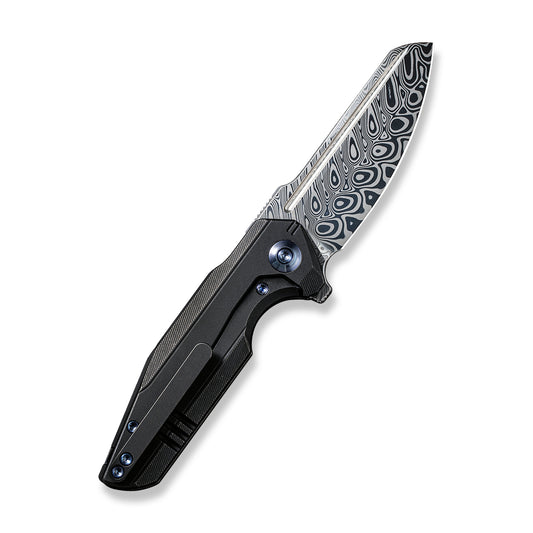 WE Knife Co., Ltd™ Starhawk Frame Lock WE21017-DS1 Black 6AL4V Titanium Hakkapella Damasteel Pocket Knife