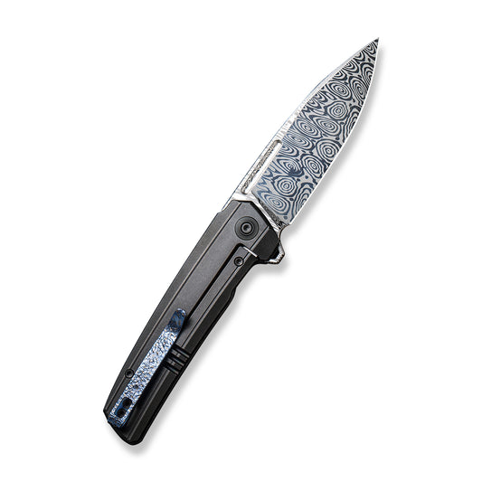 WE Knife Co., Ltd™ Speedster Frame Lock WE21021B-DS1 Black 6AL4V Titanium Damasteel Pocket Knife
