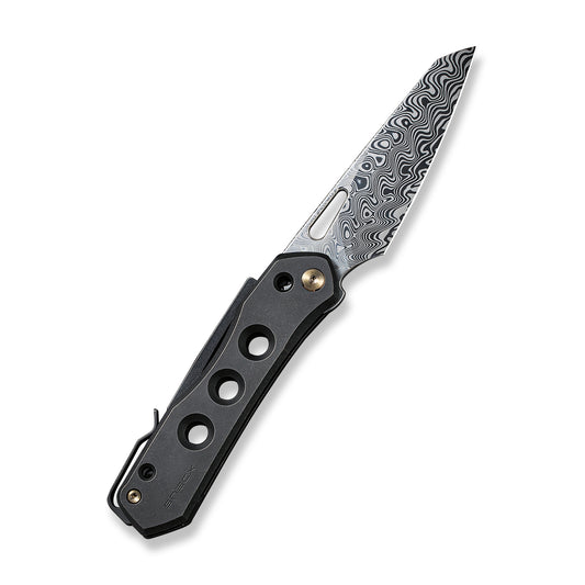 WE Knife Co., Ltd™ Vision R Lever Lock WE21031-DS1 Black 6AL4V Titanium Hakkapella Damasteel Pocket Knife