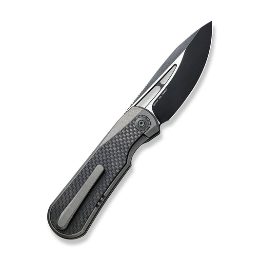WE Knife Co., Ltd™ Baloo Frame Lock WE21033-2 Carbon Fiber and Gray 6al4v Titanium CPM 20CV Stainless Steel Pocket Knife