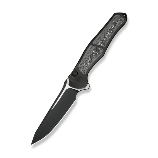 WE Knife Co., Ltd™ 702XI Button Lock WE07B-2 Black Anodized 6AL4V Titanium and Aluminum Carbon Fiber M390 Stainless Steel Pocket Knife