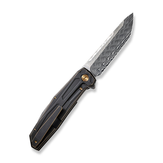 WE Knife Co., Ltd™ Shadowfire Frame Lock WE22035-DS1 Bronze/Black Titanium Damasteel Pocket Knife