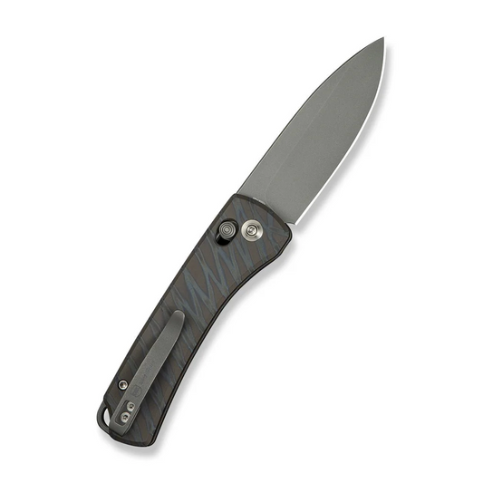 WE Knife Co., Ltd™ Nightblade Crossbar Lock WE22046-3 Tiger Stripe Flamed 6AL4V Titanium CPM 20CV Stainless Steel Pocket Knife
