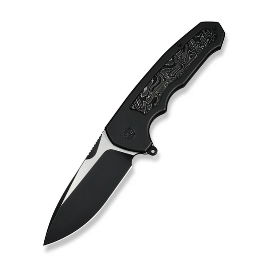 WE Knife Co., Ltd™ Starlash Flipper Lock WE23011D-1 Black Anodized 6AL4V Titanium and Aluminum Carbon Fiber M390 Stainless Steel Pocket Knife
