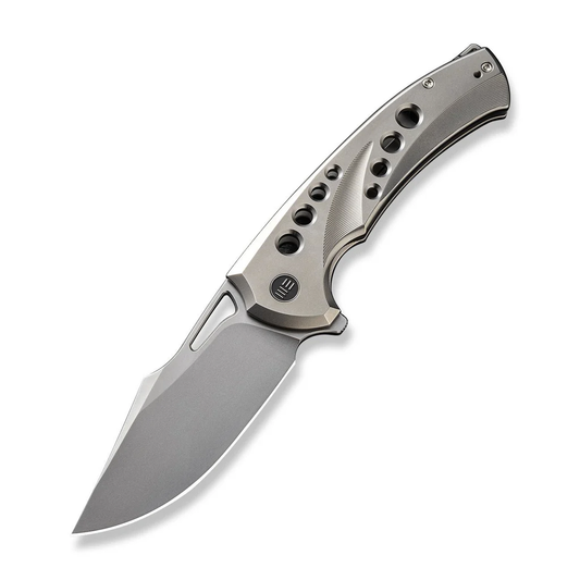 WE Knife Co., Ltd™ Swiftfin Frame Lock WE23051-2 Polished Bead Blasted 6AL4V Titanium CPM 20CV Stainless Steel Pocket Knife