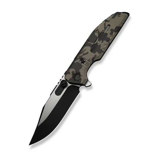 WE Knife Co., Ltdโข Muster Frame Lock WE23058-3 Desert Terrain Camo Anodized 6AL4V Titanium M390 Stainless Steel Pocket Knife