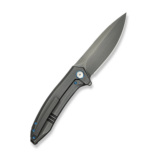 WE Knife Co., Ltd™ Acuminal Frame Lock WE23070-3 Gray Hand-Rubbed 6AL4V Titanium Vanax Stainless Steel Pocket Knife