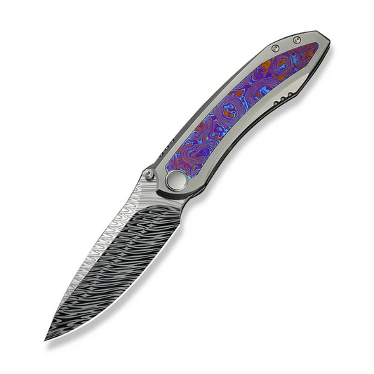 WE Knife Co., Ltd™ Winsome Frame Lock WE23092-DS1 Bead-Blasted 6AL4V Titanium and Timascus Damasteel Pocket Knife