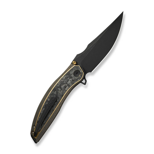 WE Knife Co., Ltd™ Quinseris Frame Lock WE23093-2 Bronze Anodized 6AL4V Titanium and Shredded Carbon Fiber M390 Stainless Steel Pocket Knife