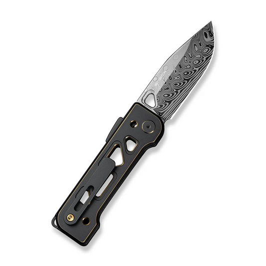 WE Knife Co., Ltd™ Tyro Superlock WE24001-DS1 Black & Golden Anodized 6AL4V Titanium Damasteel Pocket Knife