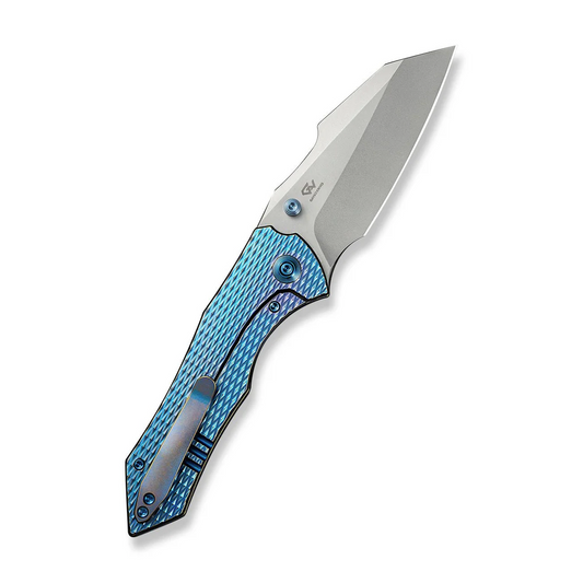 WE Knife Co., Ltd™ High-Fin XL Liner Lock WE24010-2 Blue Anodized 6AL4V Titanium CPM 20CV Stainless Steel Pocket Knife