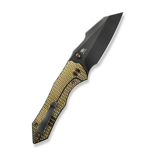 WE Knife Co., Ltd™ High-Fin XL Liner Lock WE24010-3 Golden Anodized 6AL4V Titanium CPM 20CV Stainless Steel Pocket Knife