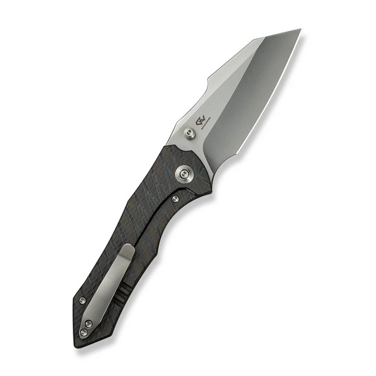 WE Knife Co., Ltd™ High-Fin XL Liner Lock WE24010-4 Tiger Stripe Flamed 6AL4V Titanium CPM 20CV Stainless Steel Pocket Knife