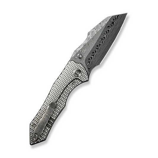 WE Knife Co., Ltd™ High-Fin XL Liner Lock WE24010-DS1 Satin Polished 6AL4V Titanium Damasteel Pocket Knife