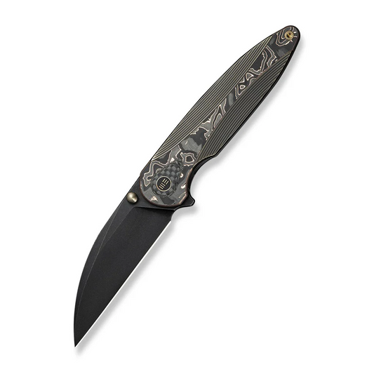 WE Knife Co., Ltd™ Zenthra Frame Lock WE24021C-3 Black Anodized 6AL4V Titanium and Copper Foil Carbon Fiber M390 Stainless Steel Pocket Knife