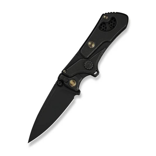 WE Knife Co., Ltdโข NexoMorph Button Lock Push Knife WE24037B-1 Black Anodized 6AL4V Titanium M390 Stainless Steel Knife