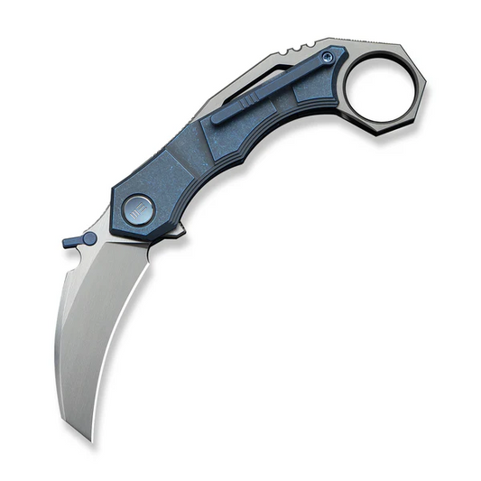 WE Knife Co., Ltd™ Tayra Frame Lock Karambit WE24069-3 Blue Stonewashed 6AL4V Titanium M390 Stainless Steel Pocket Knife