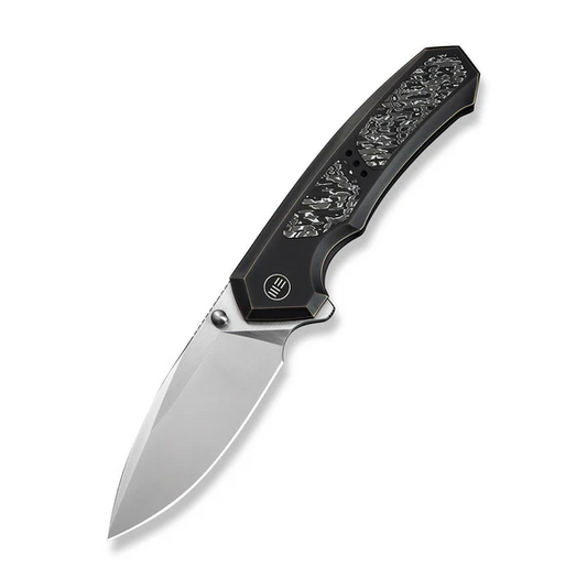 WE Knife Co., Ltd™ Corwyn Frame Lock WE24088-3 Black & Bronze Anodized 6AL4V Titanium and Aluminum Carbon Fiber M390 Stainless Steel Pocket Knife