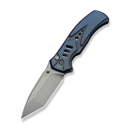 WE Knife Co., Ltd™ Zentron Button Lock WE24094-4 Blue Satin 6AL4V Titanium M390 Stainless Steel Pocket Knife