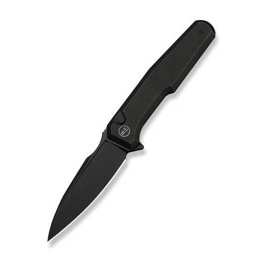 WE Knife Co., Ltdโข Dressytak Button Lock WE25059-1 Black Anodized 6AL4V Titanium M390 Stainless Steel Pocket Knife
