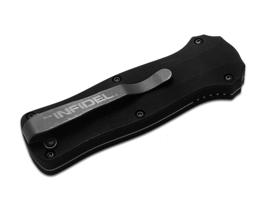 Benchmade, Inc.โข Mini Infidel OTF 3350 Black Anodized 6061-T6 Aluminum D2 Semi-Stainless Steel Pocket Knife