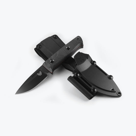 Benchmade, Inc.โข Mini Bushcrafter Fixed Blade 165BK Carbon Fiber CPM-CruWear Semi-Stainless Steel Knife