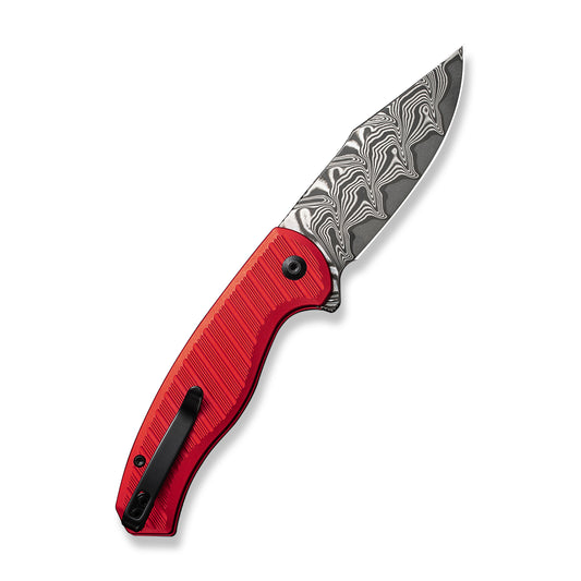 CIVIVI Knives™ Stormhowl Button Lock C23040B-DS1 Red Aluminum Damascus Steel Pocket Knife