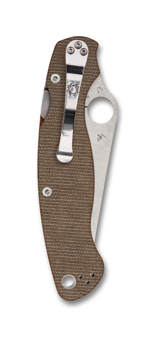 Spyderco Knives™ Military 2 Back Lock C36MPCW2 Brown Micarta CPM-Cru-Wear Semi-Stainless Steel Pocket Knife