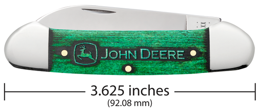 W.R. Case XX Knives Canoe 15783 John Deere Green-wash Bone Stainless Pocket Knife