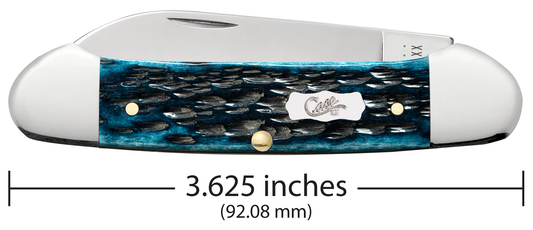 W.R. Case XX Knives Canoe 51853 Peach Seed Jigged Mediterranean Blue Bone Stainless Pocket Knife
