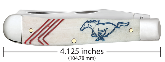 W.R. Case XX Knives Trapper Ford Mustang Natural Bone 14345 Stainless Pocket Knife