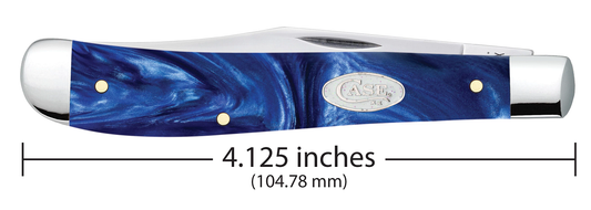 W.R. Case XX Knives Slimline Trapper Blue Pearl Kirinite White SparXX Knives 23445 Stainless
