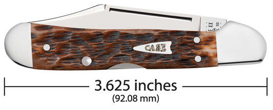 W.R. Case XX Knives Peach Seed jigged Brown Bone Mini Copperlock Stainless Pocket Knife 42655