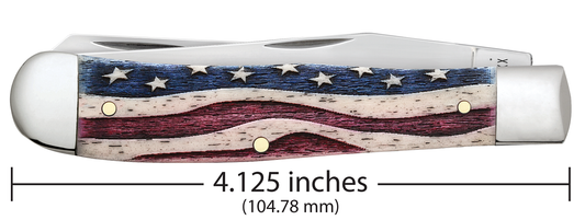 W.R. Case XX Knives Star Spangled Banner Natural Bone Trapper Stainless Pocket Knife 64132