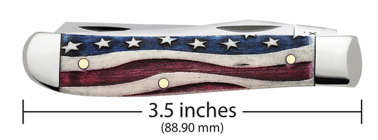 W.R. Case XX Knives Star Spangled Banner Natural Bone Mini Trapper Stainless Pocket Knife 64135